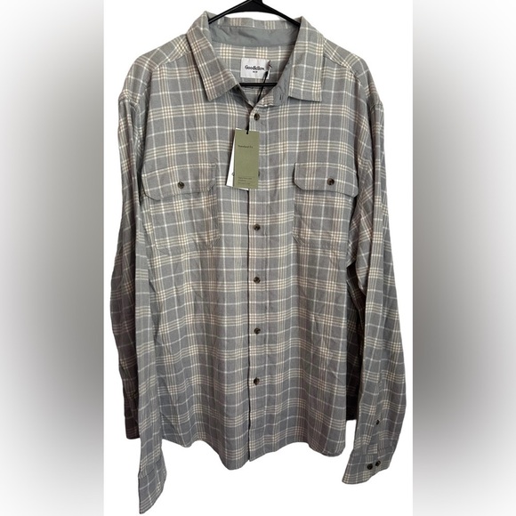 Goodfellow & Co Other - NWT Goodfellow & Co Men’s Casual Button Up Gray Plaid Long Sleeve Shirt-Size XXL